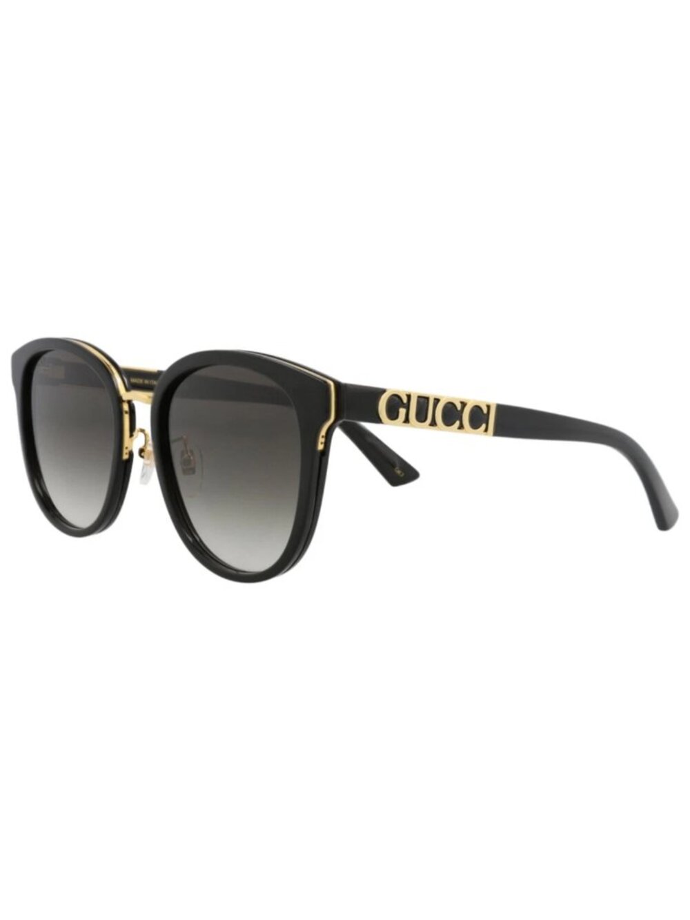 New Gucci Women's Sunglasses Round Oval Recycled Acetate Frame Black Black Grey